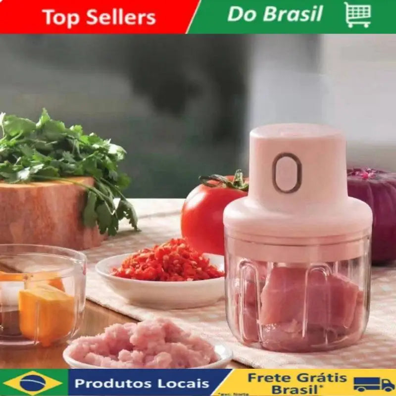 Mini processador de alimentos elétrico 250ml, triturador recarregável sem fio, utensílio de cozinha