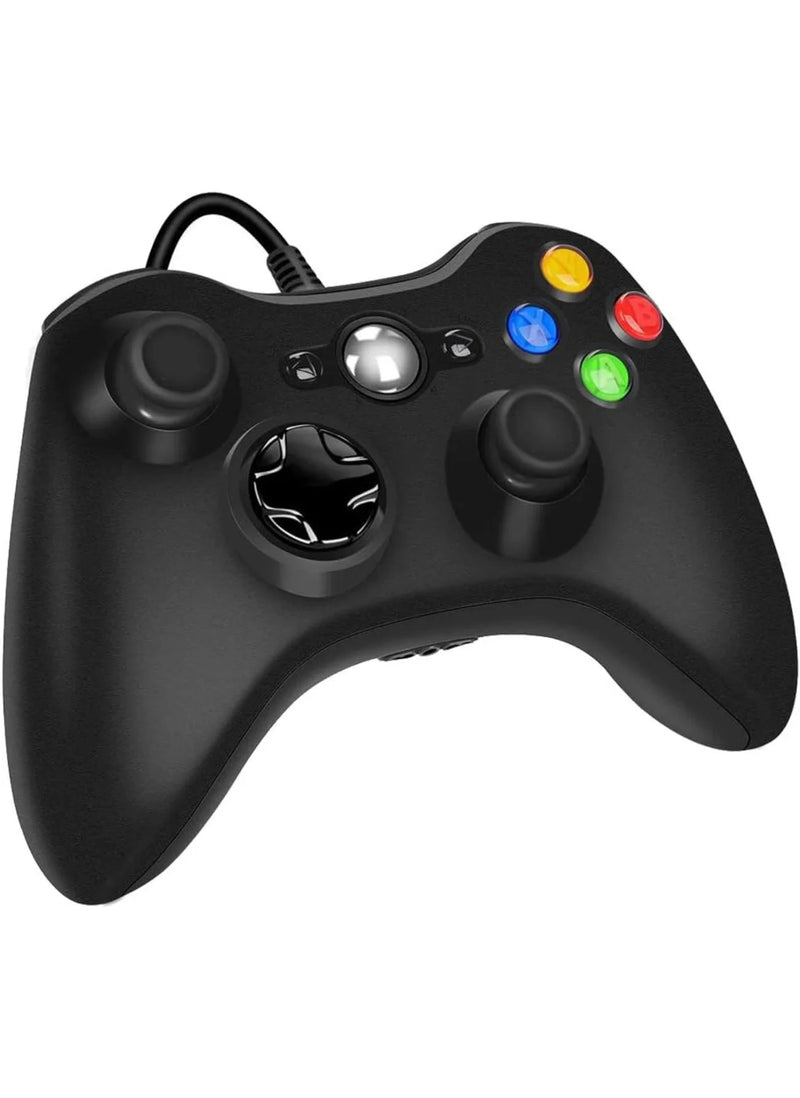 Controle com fio Xbox 360, gamepad USB para Microsoft Xbox 360/Slim/PC, preto