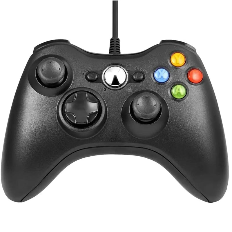 Controle com fio Xbox 360, gamepad USB para Microsoft Xbox 360/Slim/PC, preto