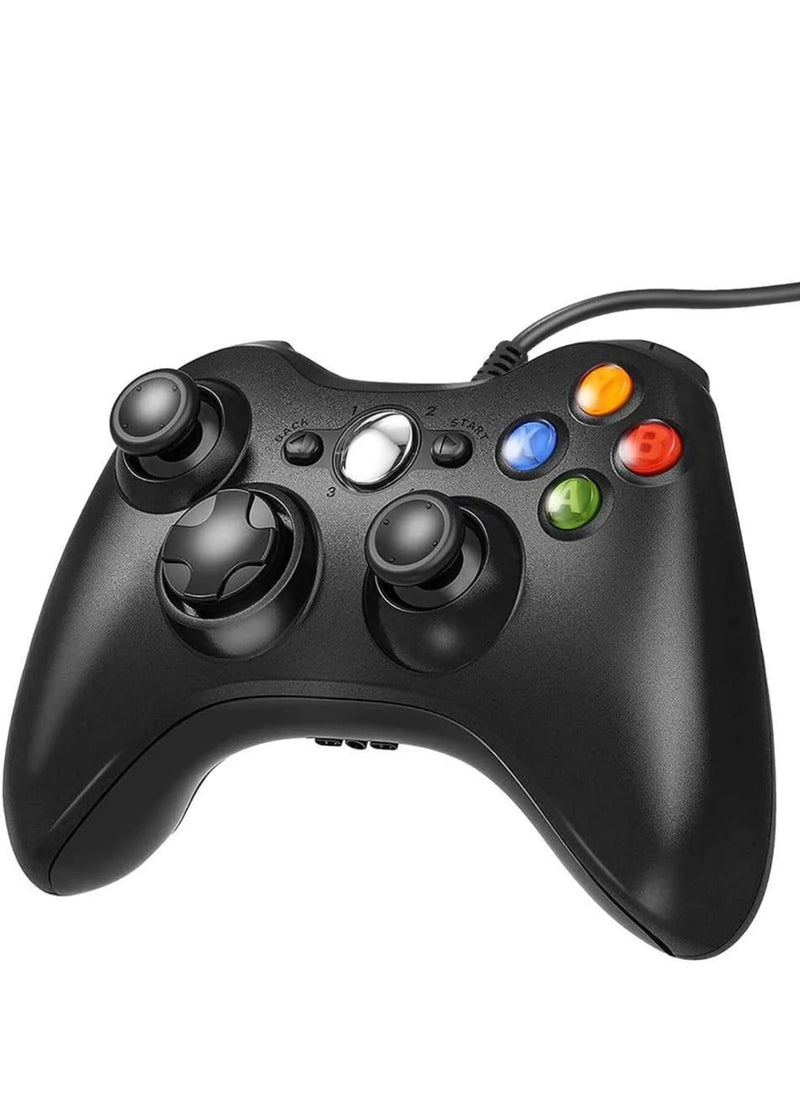 Controle com fio Xbox 360, gamepad USB para Microsoft Xbox 360/Slim/PC, preto