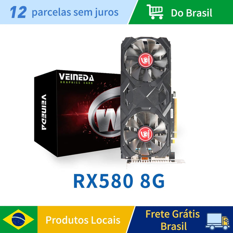 Placas gráficas Veineda RX580 8GB DDR5 GPU rx 580 8GB Placa de vídeo para jogos para PC Placa de vídeo para jogos de mesa para AMD Radeon remodelada