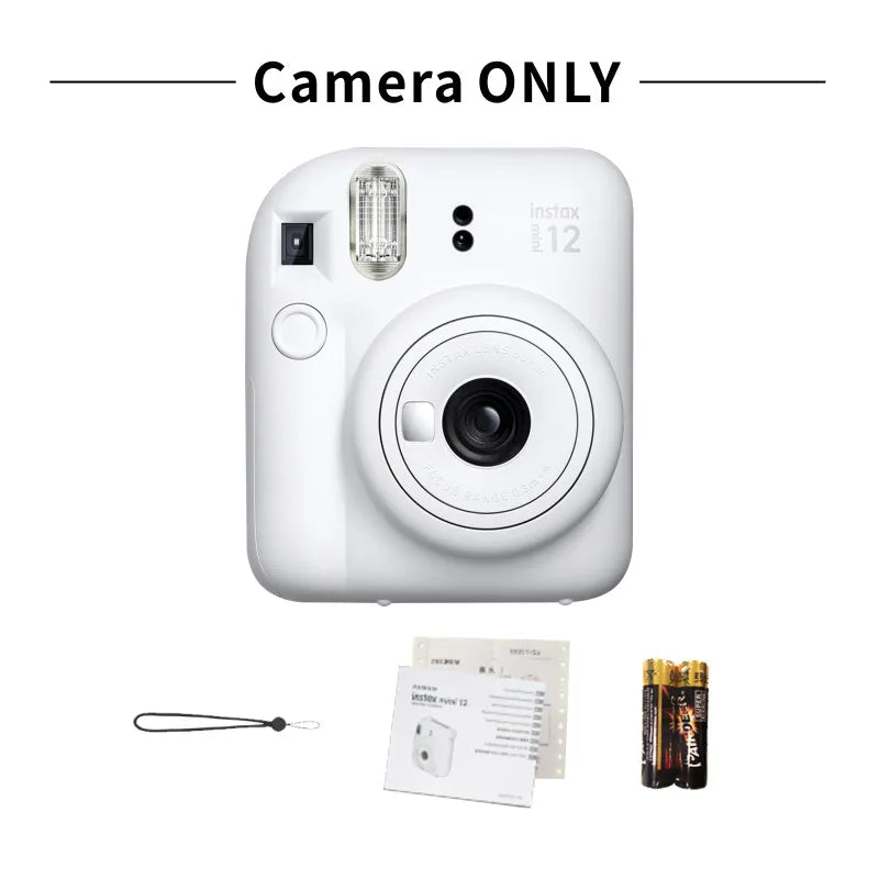 Original fujifilm instax mini 12 câmera instantânea com 20 folhas mini filme de papel câmera alça de ombro saco acessórios terno