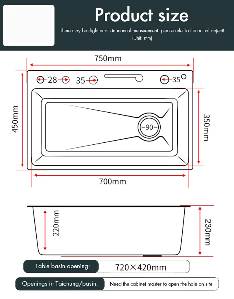 Pia de Cozinha 304 Aço Inoxidável com Torneira Digital, Dispensador de Sabão e Lavadora de Copos