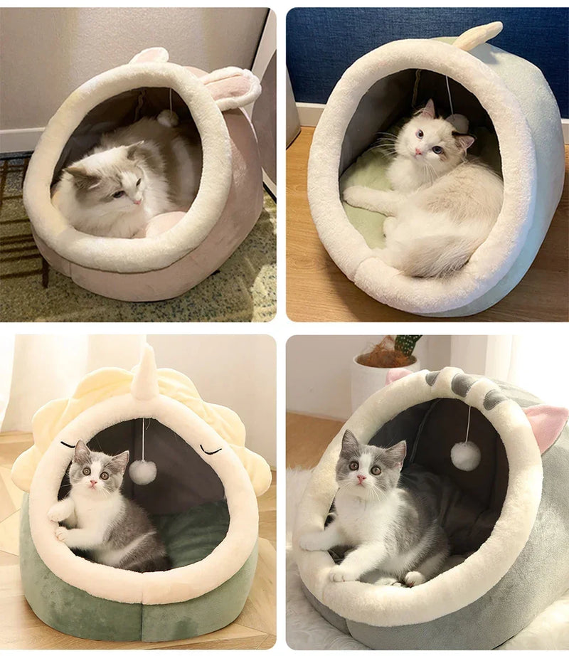 Novo conforto de sono profundo no inverno cama de gato iittle esteira cesta pequena casa de cachorro produtos animais de estimação tenda aconchegante caverna ninho interior cama gato